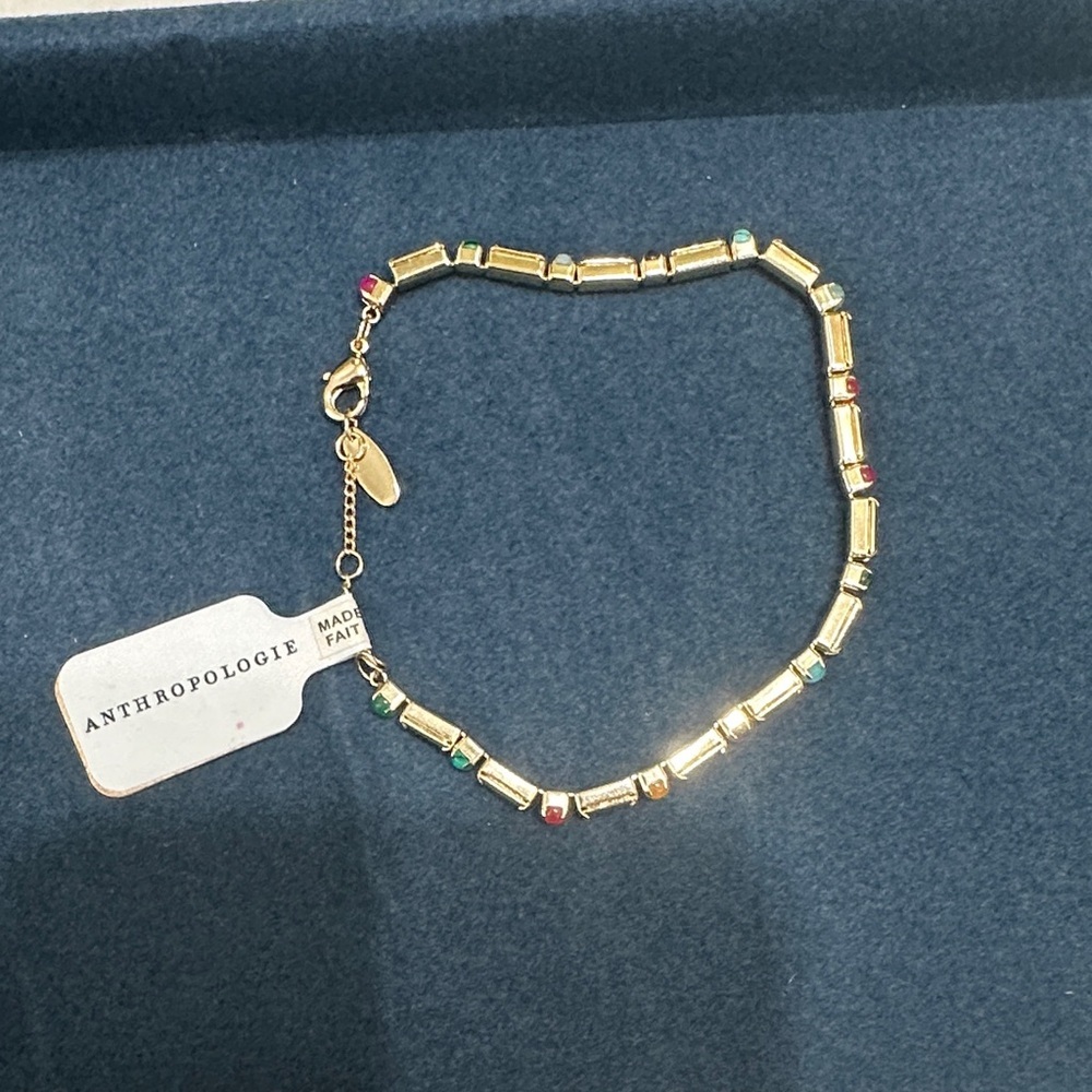 Anthropologie Gold Bracelet with Colorful Accents